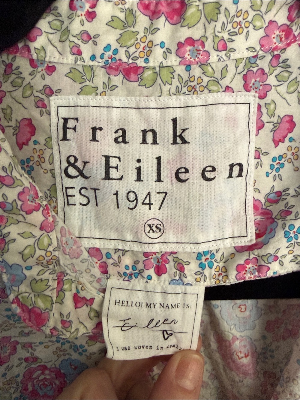 Frank & Eileen Cotton Floral Button-Down Shirt in Pink & Blue - Picture 2 of 4
